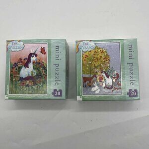 Set of 2 New York Puzzle Company Uni the Unicorn 20 Piece Mini Puzzles EUC